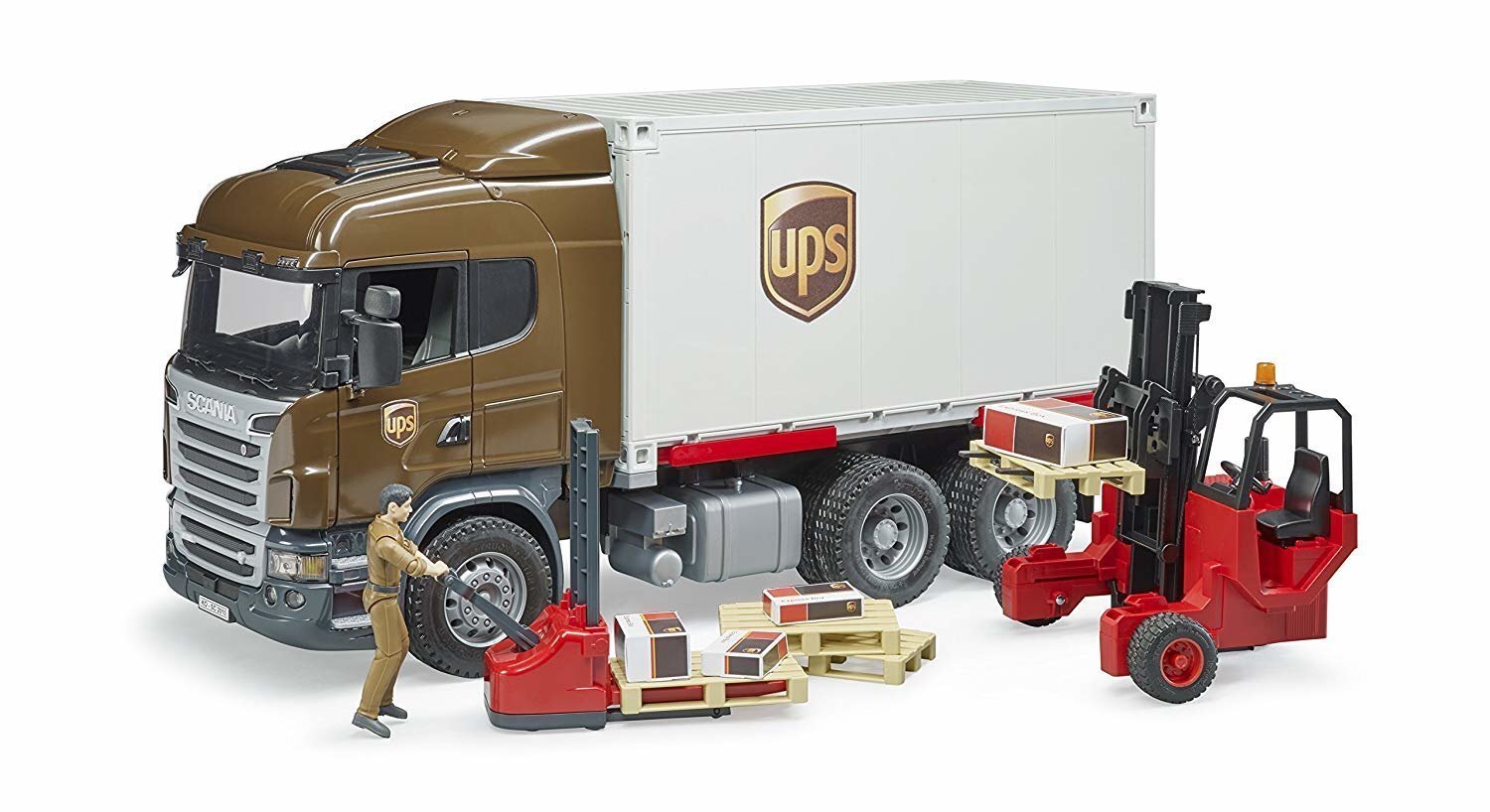 Logistika veoauto tõstukiga Bruder Scania Rseries UPS hind ja info | Poiste mänguasjad | kaup24.ee