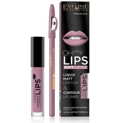 Komplekt Eveline Oh My Lips Liquid Matt 03 Rose Nude: huulepulk 4.5 ml + huule kontuurpliiats 1 tk. цена и информация | Помады, бальзамы, блеск для губ | kaup24.ee