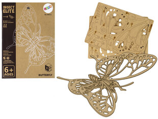 Puidust 3D ruumiline pusle Butterfly Lean Toys, 22 tk hind ja info | Pusled | kaup24.ee