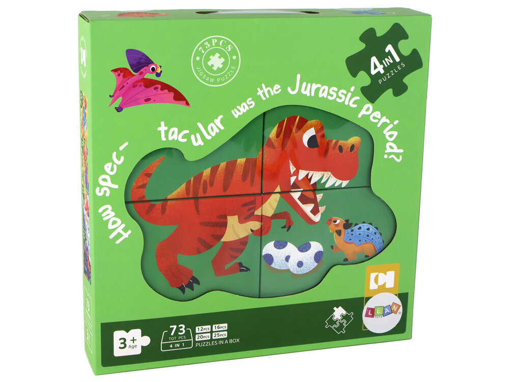 Puslekomplekt LeanToys 4in1 dinosaurused, 73 tk hind ja info | Pusled | kaup24.ee