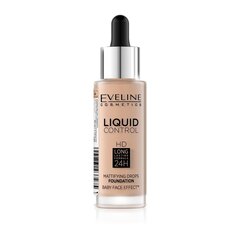 Matistav jumestuskreem Eveline Liquid Control HD Mattifying Drops Foundation 32 ml, 040 Warm Beige цена и информация | Пудры, базы под макияж | kaup24.ee