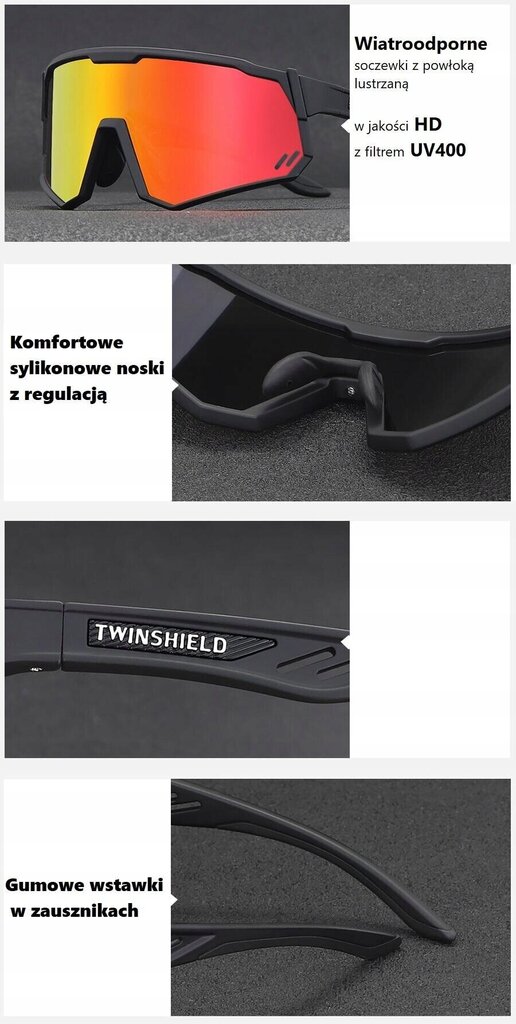 Jalgrattaprillid Twinshield STW-C12, must/pruun цена и информация | Spordiprillid | kaup24.ee