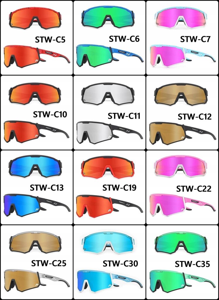 Jalgrattaprillid Twinshield STW-C19, must/punane цена и информация | Spordiprillid | kaup24.ee