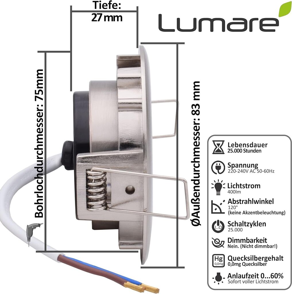 LED laevalgustid Lumare, 400LM, 4W, 230V, 6tk, valge hind ja info | Süvistatavad ja LED valgustid | kaup24.ee