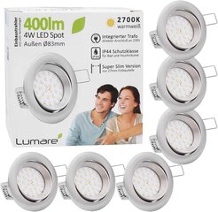 Светодиодные потолочные светильники Lumare, 400LM, 4W, 230V, 6шт, белые цена и информация | Монтируемые светильники, светодиодные панели | kaup24.ee