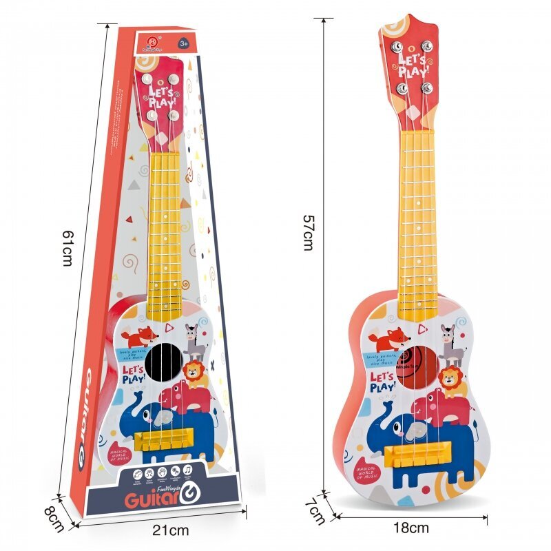 Laste akustiline kitarr 57 cm, Woopie, oranž hind ja info | Arendavad mänguasjad | kaup24.ee