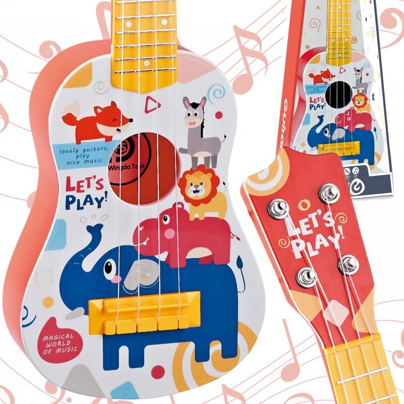 Laste akustiline kitarr 57 cm, Woopie, oranž hind ja info | Arendavad mänguasjad | kaup24.ee