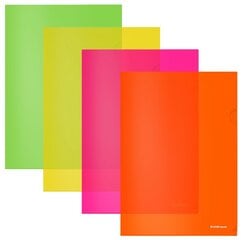 Plastikust L-kujulised kaustad Glossy Neon ErichKrause, A4, 180 mkr, 12 tk., läbipaistev, 4 sp. цена и информация | Канцелярские товары | kaup24.ee