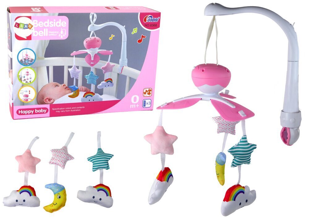 Laste voodikarussell Lean Toys, roosa цена и информация | Imikute mänguasjad | kaup24.ee