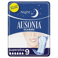 Öösidemed Ausonia Super Plus, 9 tk hind ja info | Tampoonid, hügieenisidemed, menstruaalanumad | kaup24.ee