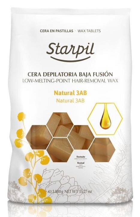 Madala temperatuuriga sulav vaha depilatsiooniks Starpil Natural 3AB, 1 kg цена и информация | Depileerimisvahendid | kaup24.ee