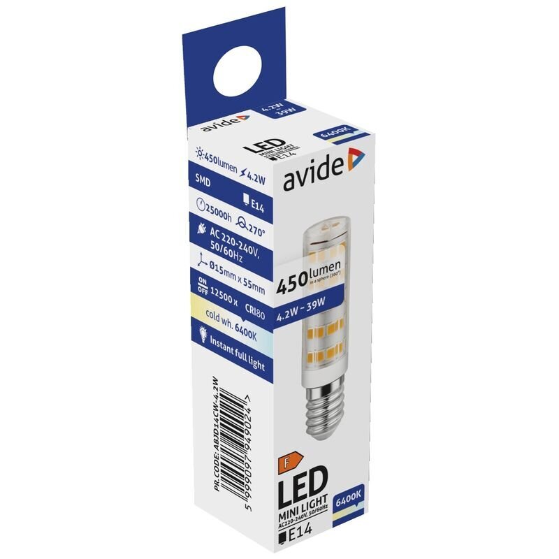 Avide LED lamp 4,2W JD E14 6400K hind ja info | Lambipirnid, lambid | kaup24.ee