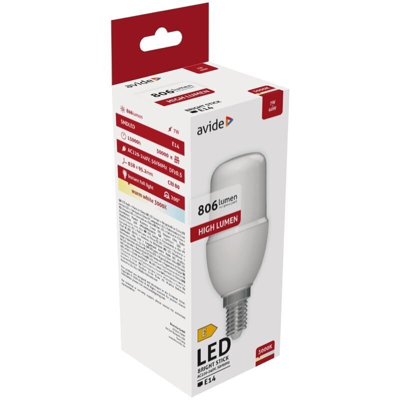 Avide LED pirn 7W T37 E14 3000K цена и информация | Lambipirnid, lambid | kaup24.ee