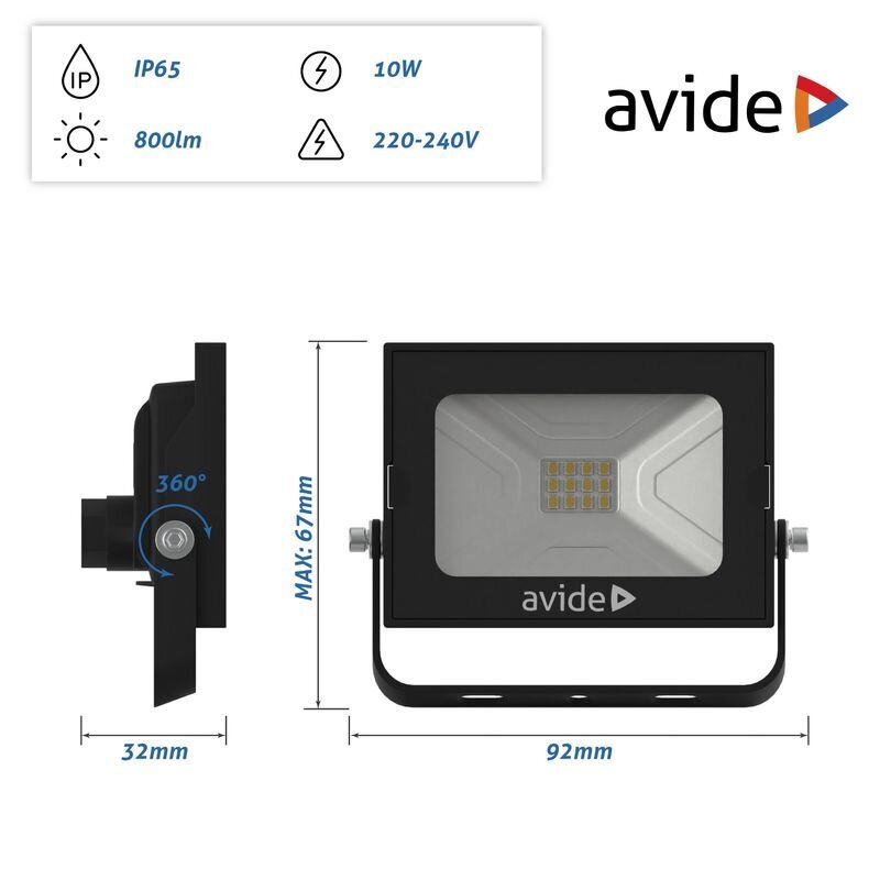 Avide LED välisprožektor 10W 800lm цена и информация | Aia- ja õuevalgustid | kaup24.ee