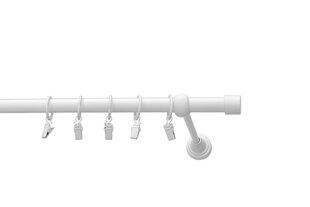 Single metal curtain rod 19 mm OLIMP, 360 cm, white painted hind ja info | Kardinapuud | kaup24.ee