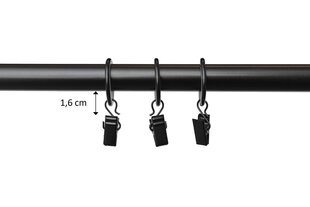 Single metal curtain rod 19 mm OLIMP, 360 cm, painted black цена и информация | Карнизы | kaup24.ee