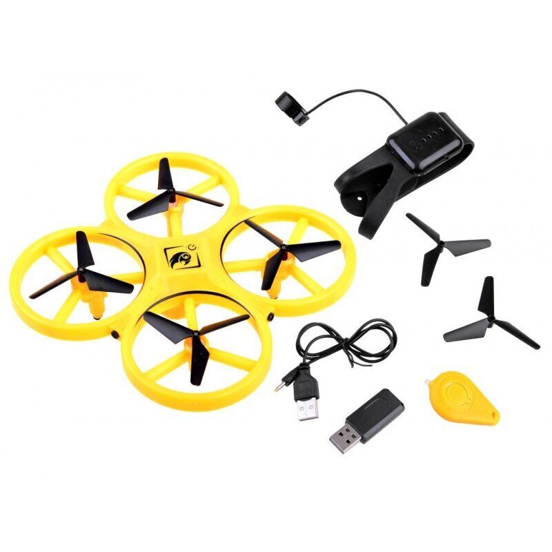 Quadrocopter käeshoitav droon kaugjuhtimispuldiga, kollane hind ja info | Poiste mänguasjad | kaup24.ee