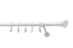 Single metal curtain rod 19 mm OLIMP, 180 cm, white painted hind ja info | Kardinapuud | kaup24.ee