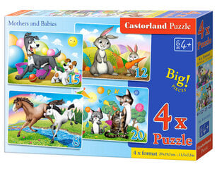 Pusle loomad 4in1 Castorland hind ja info | Pusled | kaup24.ee