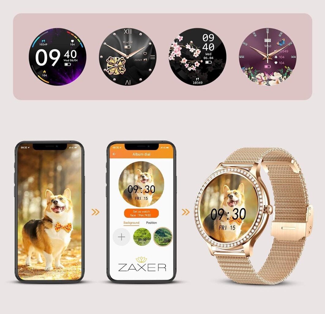 Zaxer smartwatch ZI58 kuldne hind ja info | Nutikellad (smartwatch) | kaup24.ee