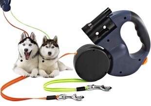 Автоматический поводок для 2 собак 2х3м. цена и информация | Ошейники, подтяжки для собак | kaup24.ee