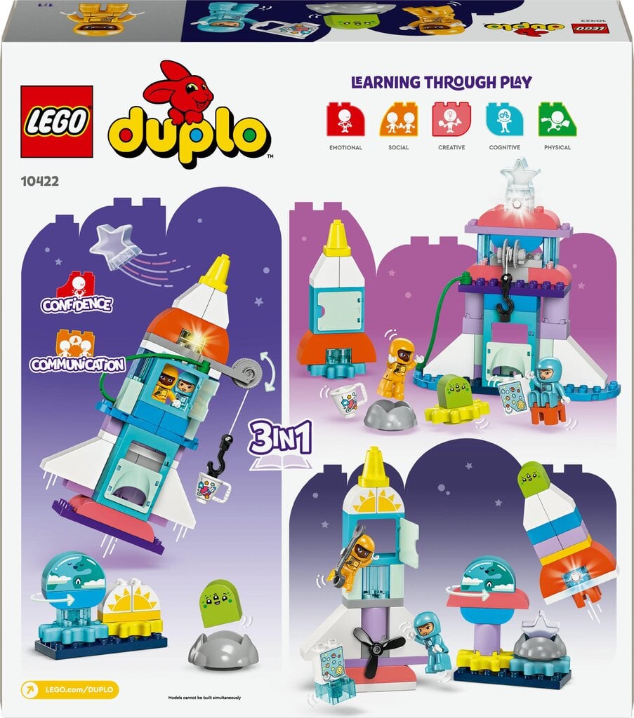 10422 LEGO® DUPLO® kosmoselaeva seiklused kolm-ühes цена и информация | Klotsid ja konstruktorid | kaup24.ee