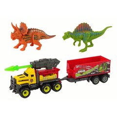 Dinosauruste komplekt koos auto ja haagisega Dino Hunter цена и информация | Игрушки для мальчиков | kaup24.ee