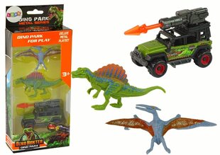 Dinosauruste kujude ja auto komplekt Lean Toys hind ja info | Poiste mänguasjad | kaup24.ee