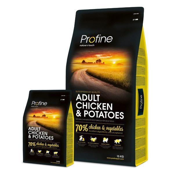 Profine Adult Chicken & Potatoes koeratoit 3 kg hind ja info | Kuivtoit koertele | kaup24.ee