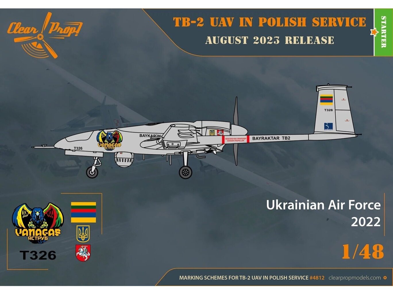 Konstruktor Clear Prop! - Bayraktar TB.2 UAV In Polish, Ukrainian Service (Vanagas version included), 1/48, CP4812 цена и информация | Klotsid ja konstruktorid | kaup24.ee