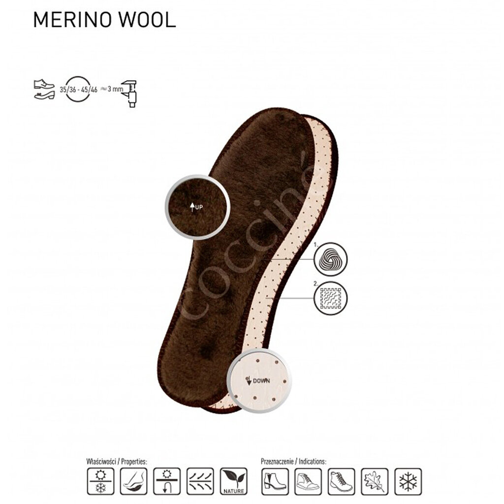 Talvised sisetallad Meriinovildist Coccine Merino Wool, 1 paar hind ja info | Rõivaste ja jalatsite hooldus | kaup24.ee