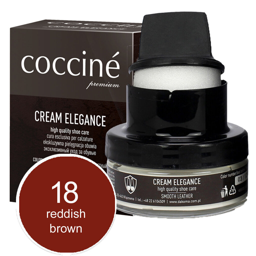 Punakas-pruun kreem käsnaga siledale nahale Coccine Cream Elegance (reddish-brown), 50 ml hind ja info | Rõivaste ja jalatsite hooldus | kaup24.ee