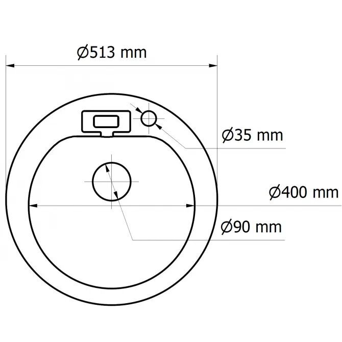 Valamu malibu 10, 513 mm must, kivi цена и информация | Köögivalamud | kaup24.ee