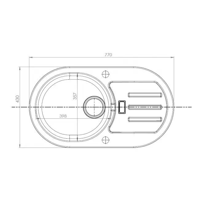 Valamu malibu 30, 770x430 mm, must, täiskivi hind ja info | Köögivalamud | kaup24.ee