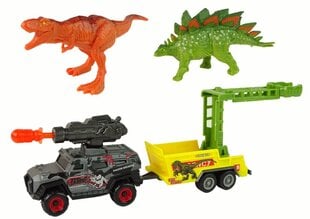 Dinosauruse ja haagisega auto komplekt Dino Hunter, hall hind ja info | Poiste mänguasjad | kaup24.ee