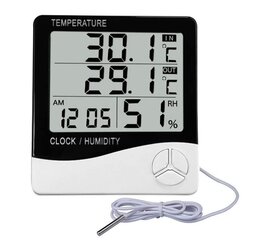 Digitaalne termomeeter - hügromeeter, äratuskell hind ja info | Ilmajaamad, termomeetrid | kaup24.ee