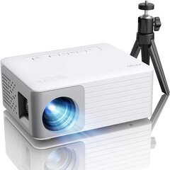 Мини-проектор со штативом Akiyo Mini, Full HD 1080P, совместим со смартфоном, HDMI/USB/AV, белый цена и информация | Проекторы | kaup24.ee