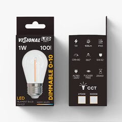 LED диммируемая лампа Visional filament, E27, 100лм, 3000К, 1 шт. цена и информация | Лампочки | kaup24.ee