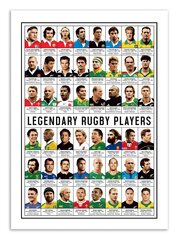 Plakat Legendary Rugby Players 50 x 70 cm hind ja info | Seinapildid | kaup24.ee