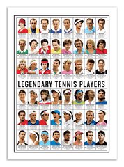 Plakat Legendary Tennis Players 50 x 70 cm hind ja info | Seinapildid | kaup24.ee