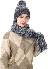 Talvekomplekt naistele kindad, sall, müts, must-valge M1211043-1 hind ja info | Naiste kindad | kaup24.ee
