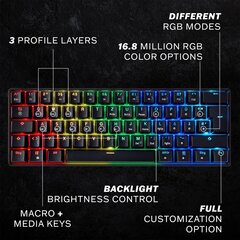 Mänguriklaviatuur Mizar, MZ60, LED RGB, Qwerty, must цена и информация | Клавиатуры | kaup24.ee