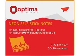 Клейкие ленты для заметок, Optima, 40х50 мм, 100 листов, неоновый оранжевый сп. цена и информация | Тетради и бумажные товары | kaup24.ee