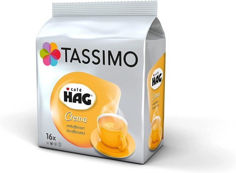 Tassimo kohvikapslid Cafe Hag Crema Decaffeinated, 16 tk (kofeiinivaba) hind ja info | Kohv, kakao | kaup24.ee