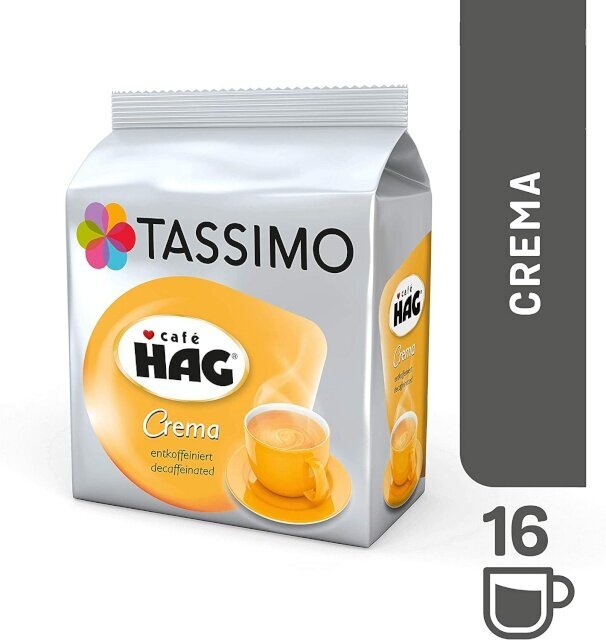 Tassimo kohvikapslid Cafe Hag Crema Decaffeinated, 16 tk (kofeiinivaba) hind ja info | Kohv, kakao | kaup24.ee