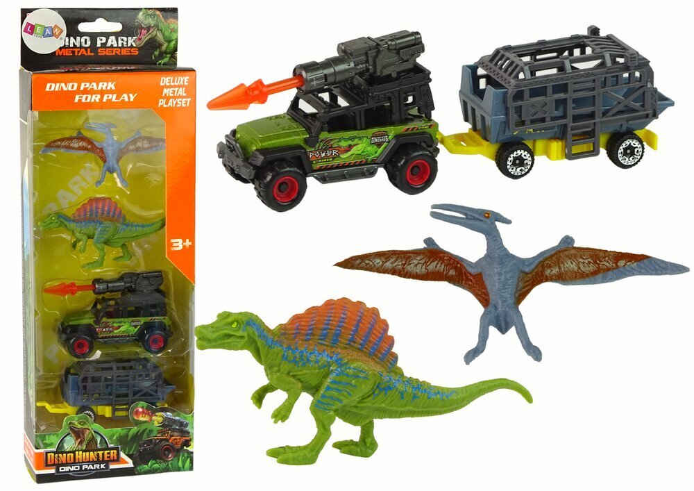 Dinosaurused ja auto koos haagisega Lean Toys цена и информация | Poiste mänguasjad | kaup24.ee