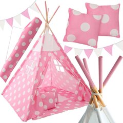 Vaikiška palapinė Tipi 4. Dots, Pink/White цена и информация | Детские игровые домики | kaup24.ee