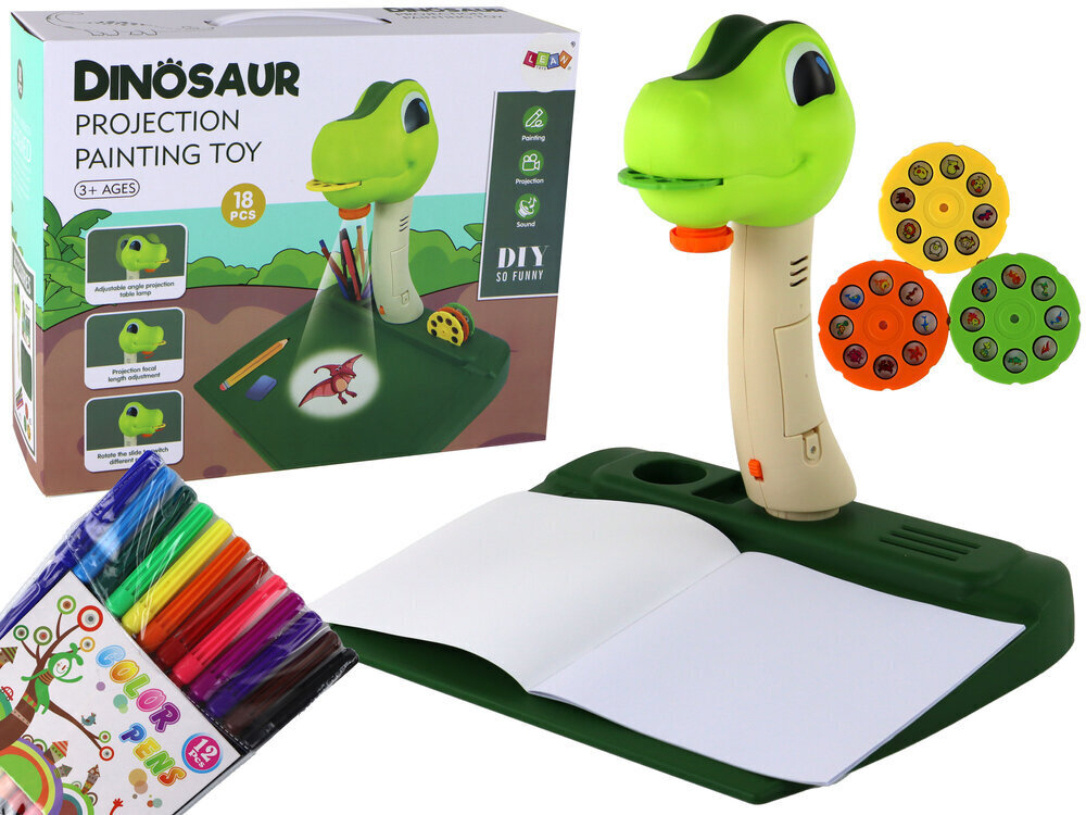 Joonestuslaud koos projektoriga Lean Toys Dinosaurus hind ja info | Kunstitarbed, voolimise tarvikud | kaup24.ee