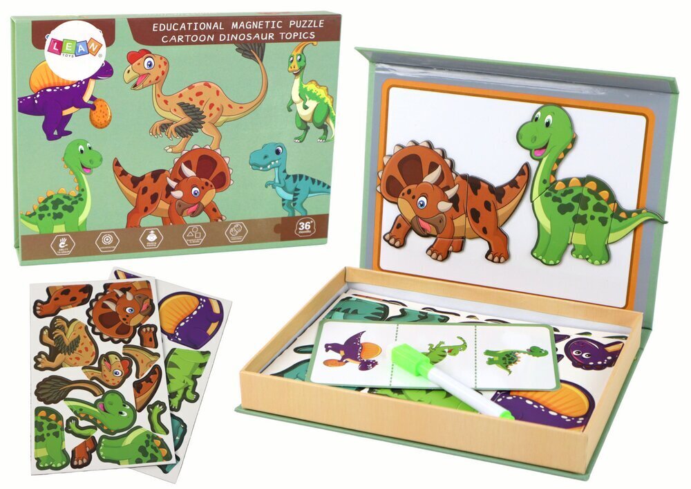Arendav komplekt magnetpusled Dinosaurused Lean Toys цена и информация | Arendavad mänguasjad | kaup24.ee