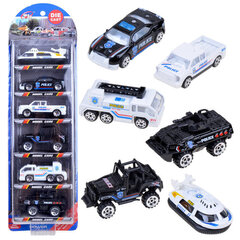 Metallist politseisõiduki komplekt, 6 o. hind ja info | Poiste mänguasjad | kaup24.ee